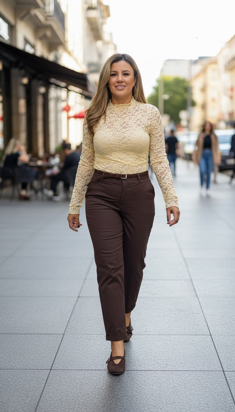 Pantalón Casual de Gabardina en Color Café