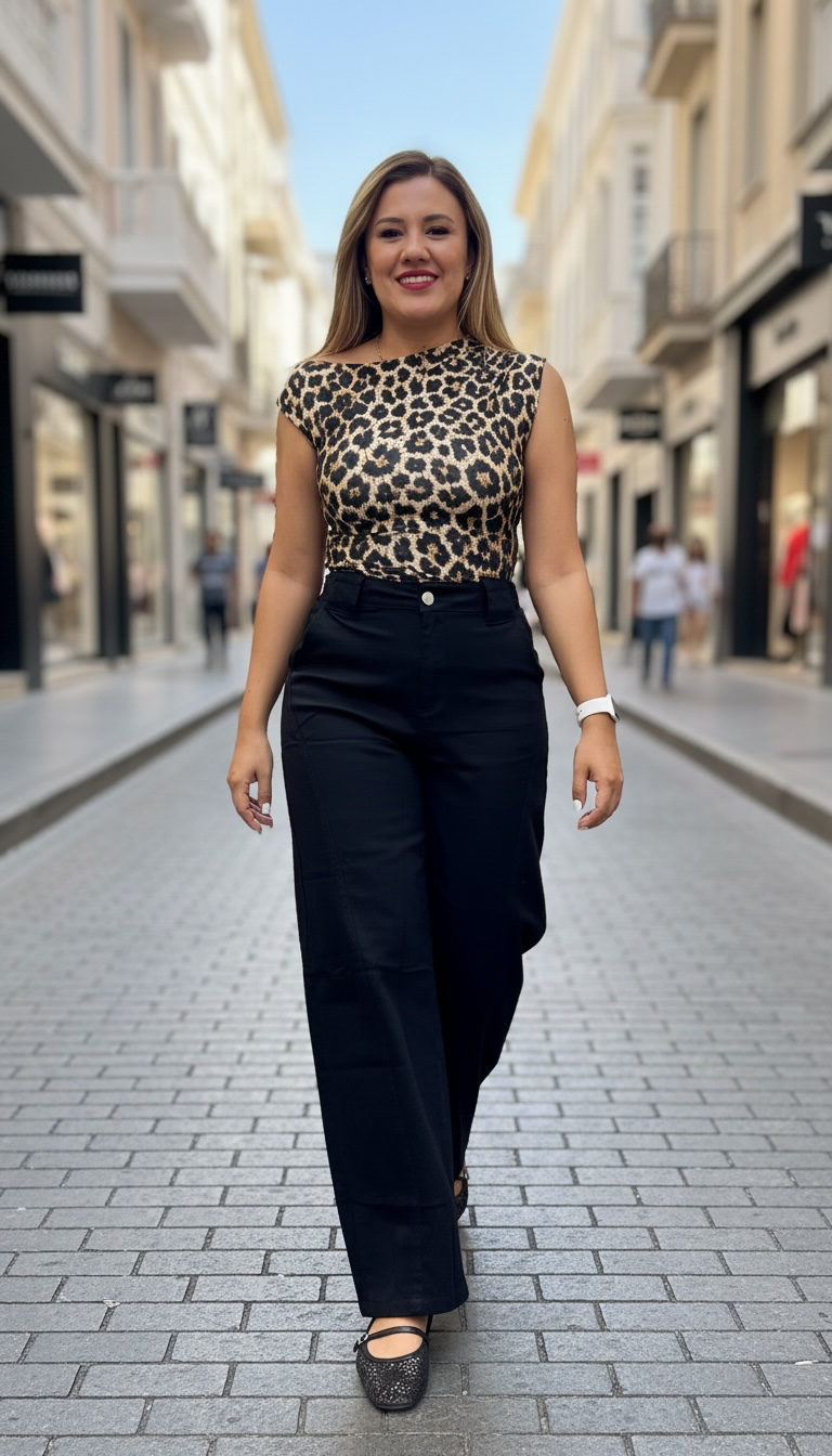 Pantiblusa Sin Costuras y Sin Mangas Estampado Animal Print