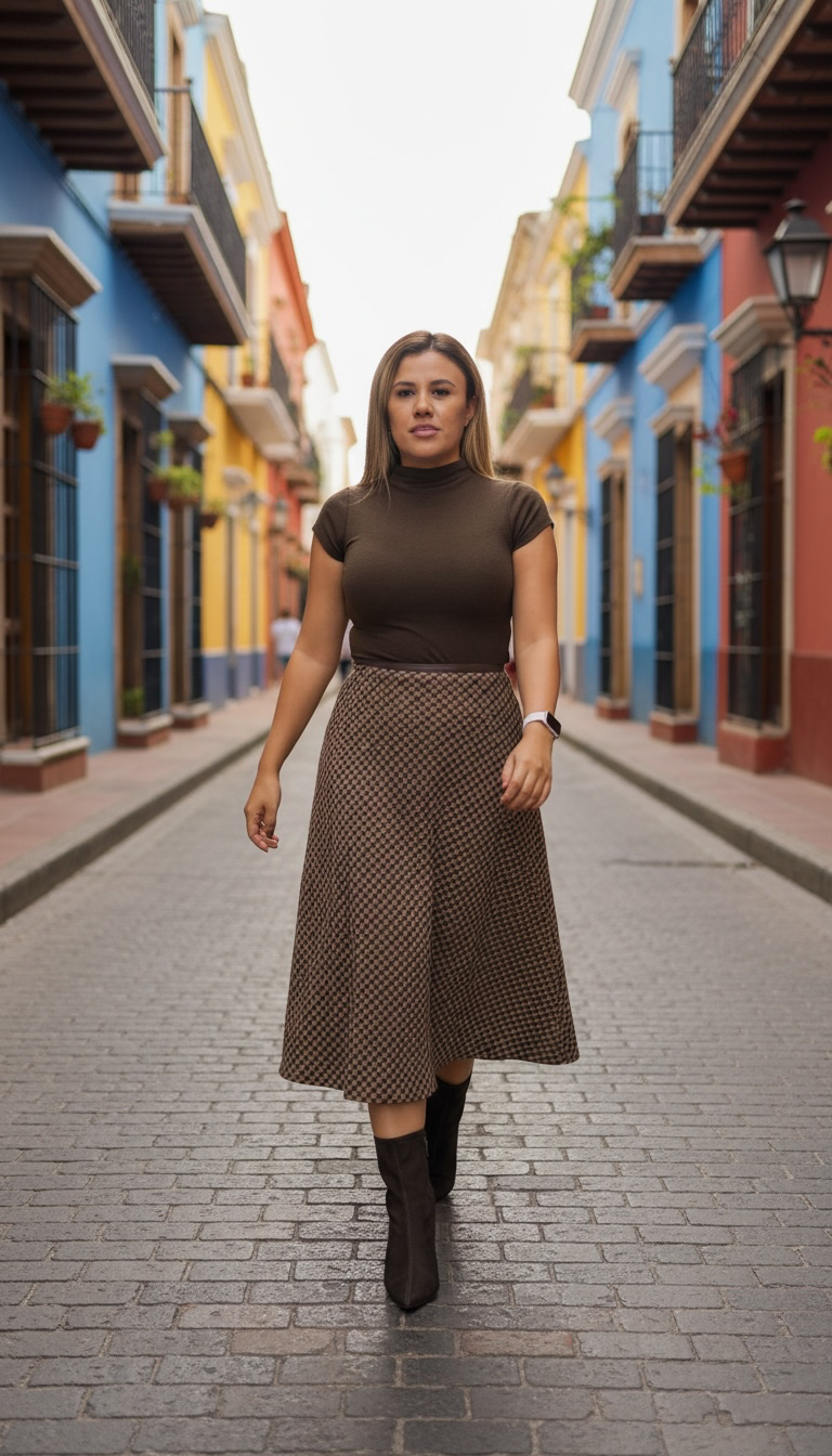 Falda de Lana Estampado a Cuadros