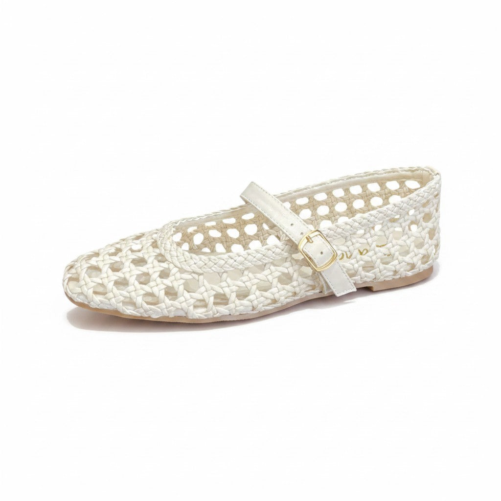 Huaraches Color Cream de Piso con Trenzado