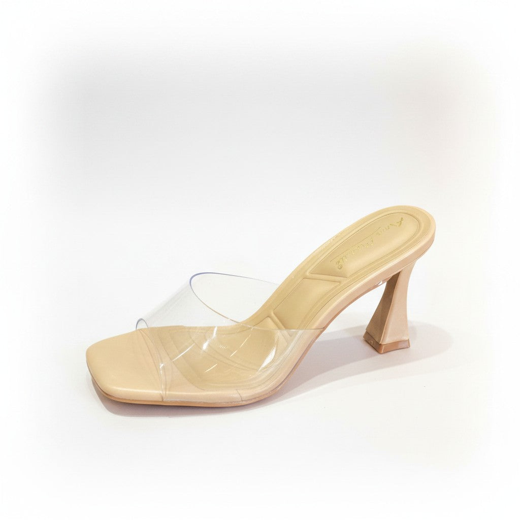 Zapatos de Tacón Beige con Correa Transparente