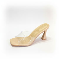 Zapatos de Tacón Beige con Correa Transparente