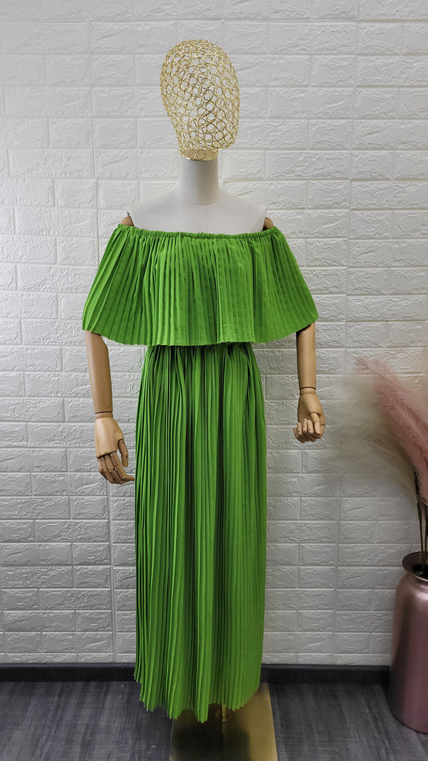 Vestido Straple de Tablones Color Verde