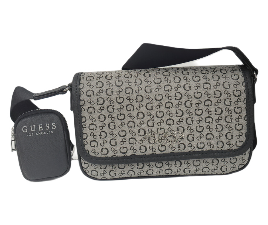 Bolso Negro con Gris de Mano Guess