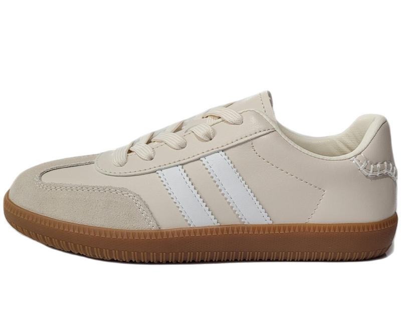 Tenis Beige Casual con Rayas